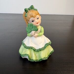 Vintage Lefton Irish Girl Figurine Saint Patrick’s Shamrock Clover Classic